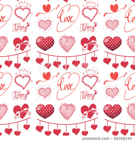 Seamless doodle heart pattern 88268244