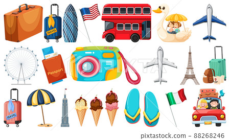 Set of summer vacation objects and elements 88268246