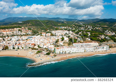 Mediterranean sea coast in Sant Pol de Mar, Spain 88268324
