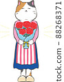 Mom cat with a bouquet of carnations 88268371
