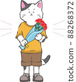 Boy kitten with a bouquet of carnations 88268372