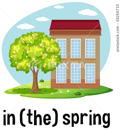 English prepositions of time with spring scene 88268710