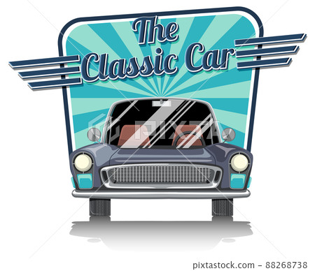 Classic car logo with classic car on white background Classic car logo with classic car on white background 88268738