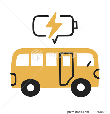 electric vehicle. hand drawn EV doodle icon. electric vehicle. hand drawn EV doodle icon. 88268885