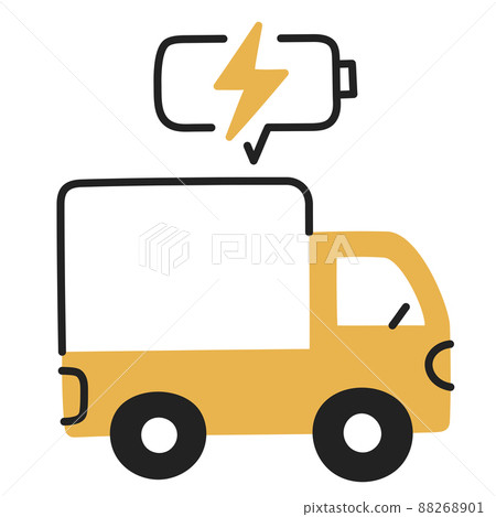 electric cargo truck. hand drawn EV doodle icon. electric cargo truck. hand drawn EV doodle icon. 88268901