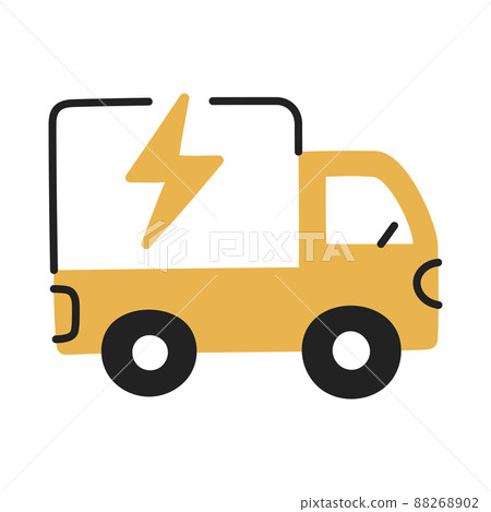 electric cargo truck. hand drawn EV doodle icon. electric cargo truck. hand drawn EV doodle icon. 88268902