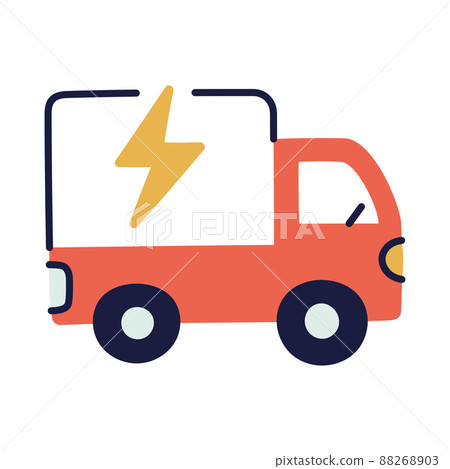 electric cargo truck. hand drawn EV doodle icon. 88268903