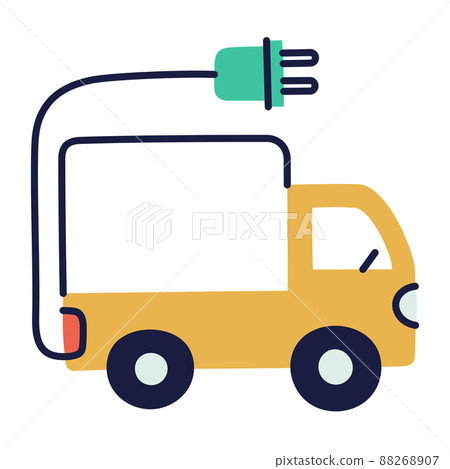 electric cargo truck. hand drawn EV doodle icon. electric cargo truck. hand drawn EV doodle icon. 88268907