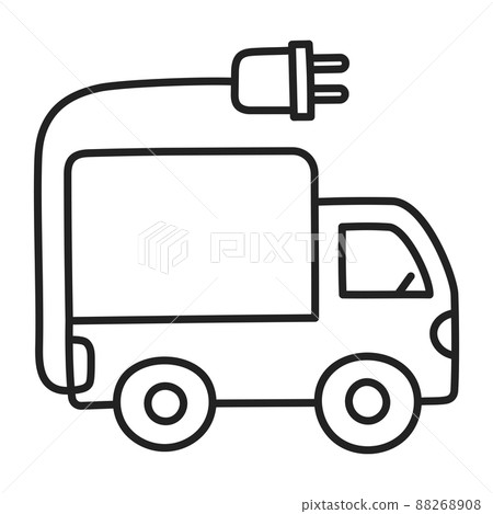 electric cargo truck. hand drawn EV doodle icon. electric cargo truck. hand drawn EV doodle icon. 88268908
