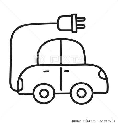 electric car. hand drawn EV doodle icon. electric car. hand drawn EV doodle icon. 88268915