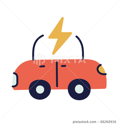 electric car. hand drawn EV doodle icon. electric car. hand drawn EV doodle icon. 88268916
