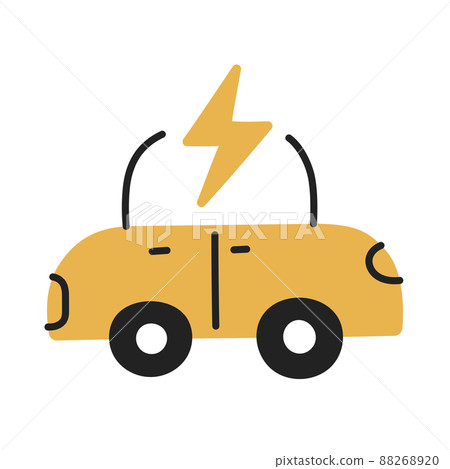 electric car. hand drawn EV doodle icon. electric car. hand drawn EV doodle icon. 88268920
