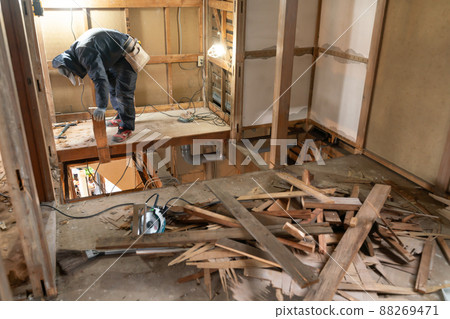Residential skeleton remodeling demolition site Residential skeleton remodeling demolition site 88269471