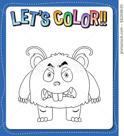 Worksheets template with lets color text and Monster outline Worksheets template with lets color text and Monster outline 88269630