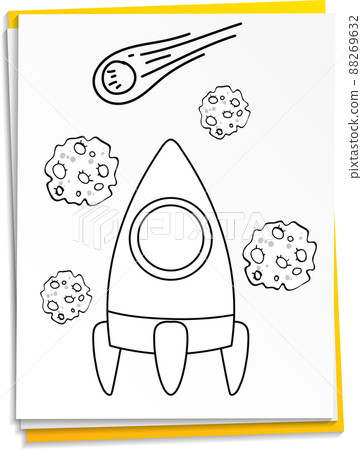 Hand drawn rocket on paper Hand drawn rocket on paper 88269632