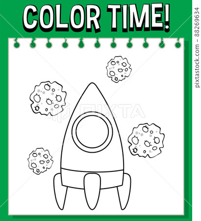 Worksheets template with color time text and rocket outline Worksheets template with color time text and rocket outline 88269634