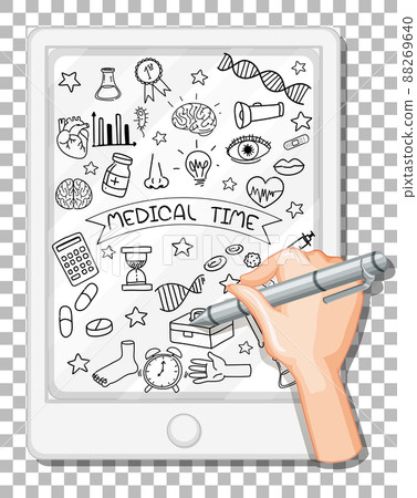 Hand drawn doodle of medical icons Hand drawn doodle of medical icons 88269640