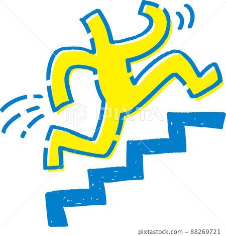Stickman running up the stairs Stickman running up the stairs 88269721