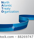 Flag of NATO, OTAN. North Atlantic Treaty Organization. Atlantic alliance. Military block. 4th of april. Graphic design template. Vector illustration. EPS10. 88269747