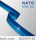Flag of NATO, OTAN. North Atlantic Treaty Organization. Atlantic alliance. Military block. 4th of april. Graphic design template. Vector illustration. EPS10. 88269748