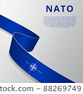 Flag of NATO, OTAN. North Atlantic Treaty Organization. Atlantic alliance. Military block. 4th of april. Graphic design template. Vector illustration. EPS10. 88269749