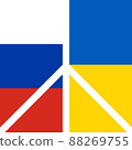 White Peace icon. Conflict Ukraine-Russia. Flags of Russia and Ukraine. Reconciliation, truce in Ukraine. Design element for peace movements. Vector illustration. EPS10. 88269755