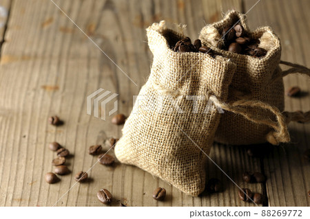 Coffee beans in hemp bag 88269772