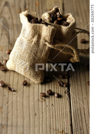 Coffee beans in hemp bag 88269775