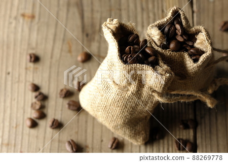 Coffee beans in hemp bag 88269778