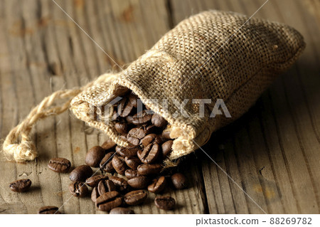 Coffee beans in hemp bag 88269782