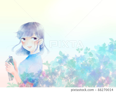 Hydrangea and girl / smile 88270014