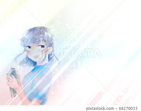 窗玻璃和女孩/雨後 88270015