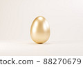 Easter golden glitter egg on white background. Minimal easter concept. Happy Easter card with copy space for text. 3d animtion render. 88270679