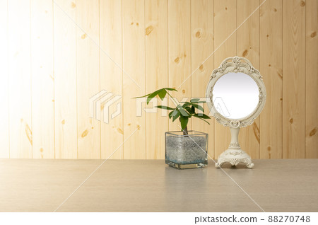 Interior image of table and wooden wall Interior image of table and wooden wall 88270748