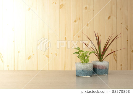 Interior image of table and wooden wall 88270898