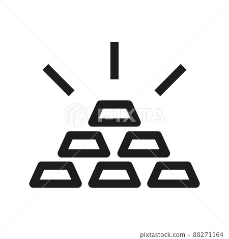 non-ferrous metal gold in the form of an ingot icon in simple style on white background. non-ferrous metal gold in the form of an ingot icon in simple style on white background. 88271164
