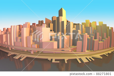 城市景觀的3D插圖 88271801