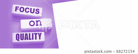 Focus on Quality words of on wooden blocks. Honesty in business concept 88272154