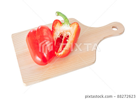 Red publica cut on a cutting board [white background] 88272623