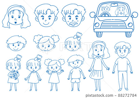 A paper with a doodle design of family and car 88272784