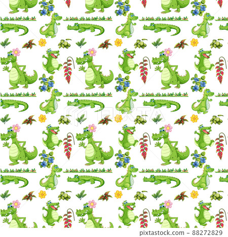 Crocodile with leaf seamless pattern Crocodile with leaf seamless pattern 88272829