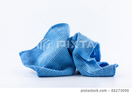 Blue microfiber fabric isolated on white background. Blue microfiber fabric isolated on white background. 88273098