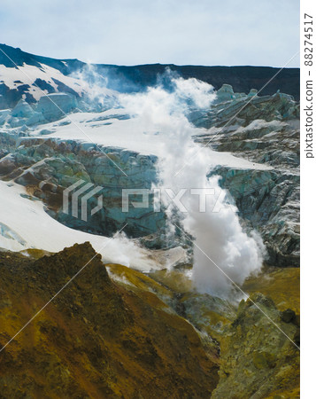 Fumarole in active crater of Mutnovsky volcano, Kamchatka, Russia 88274517