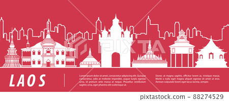 Asia top famous landmark silhouette style 88274529