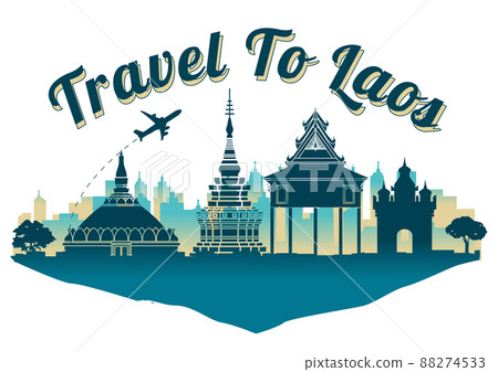 Asia top famous landmark silhouette style 88274533