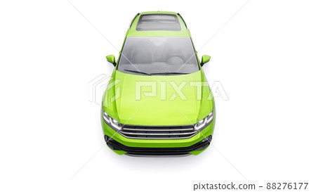 Compact green sports city SUV for exciting driving, for work and family on a white isolated background. 3d rendering. 88276177