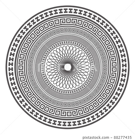 Circle greek mandala design. Round meander borders. Decoration elements patterns. Vector illustration isolated on white background. 88277435
