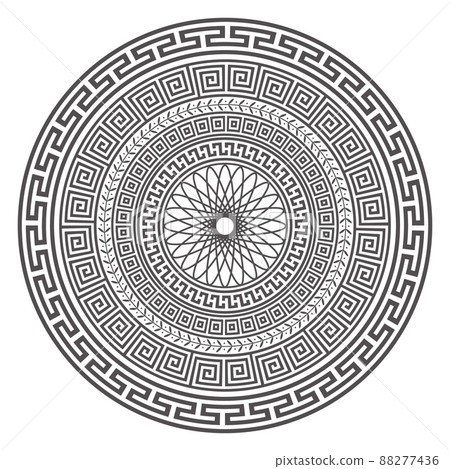 Circle greek mandala design. Round meander borders. Decoration elements patterns. Vector illustration isolated on white background. 88277436