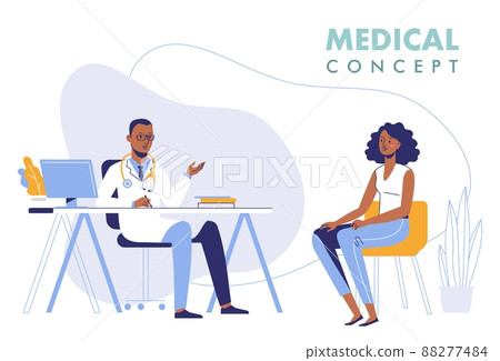 Medicine concept with black doctor and patient. 88277484