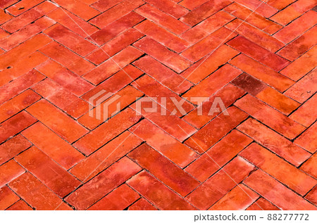 Texture of red brick ZigZag Seam flooring and pathway Texture of red brick ZigZag Seam flooring and pathway 88277772